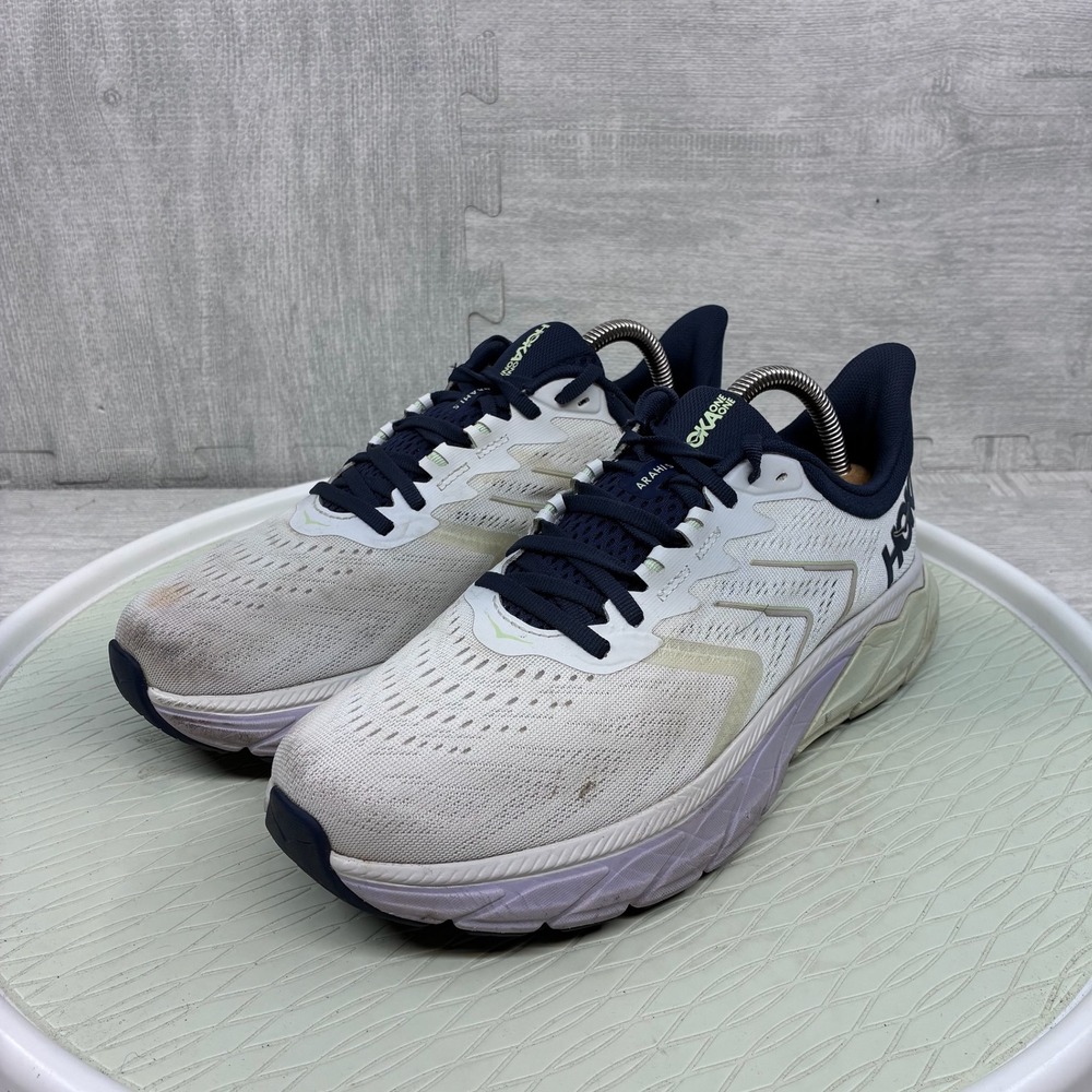 Hoka One One Arahi 5 Running Shoes Women's 10B White Blue Mesh 1115012 BDBOS